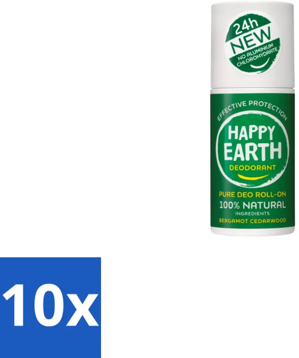 Happy Earth Deodorant Roll-On Bergamot Cedarwood 75ml