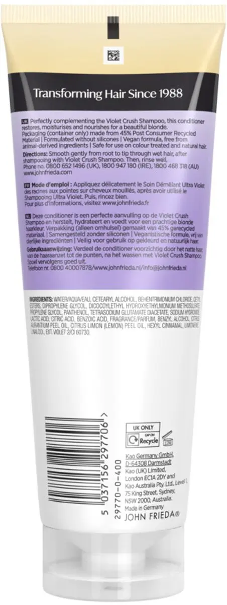 John Frieda Violet Crush Conditioner 250ml - 3 Stuks