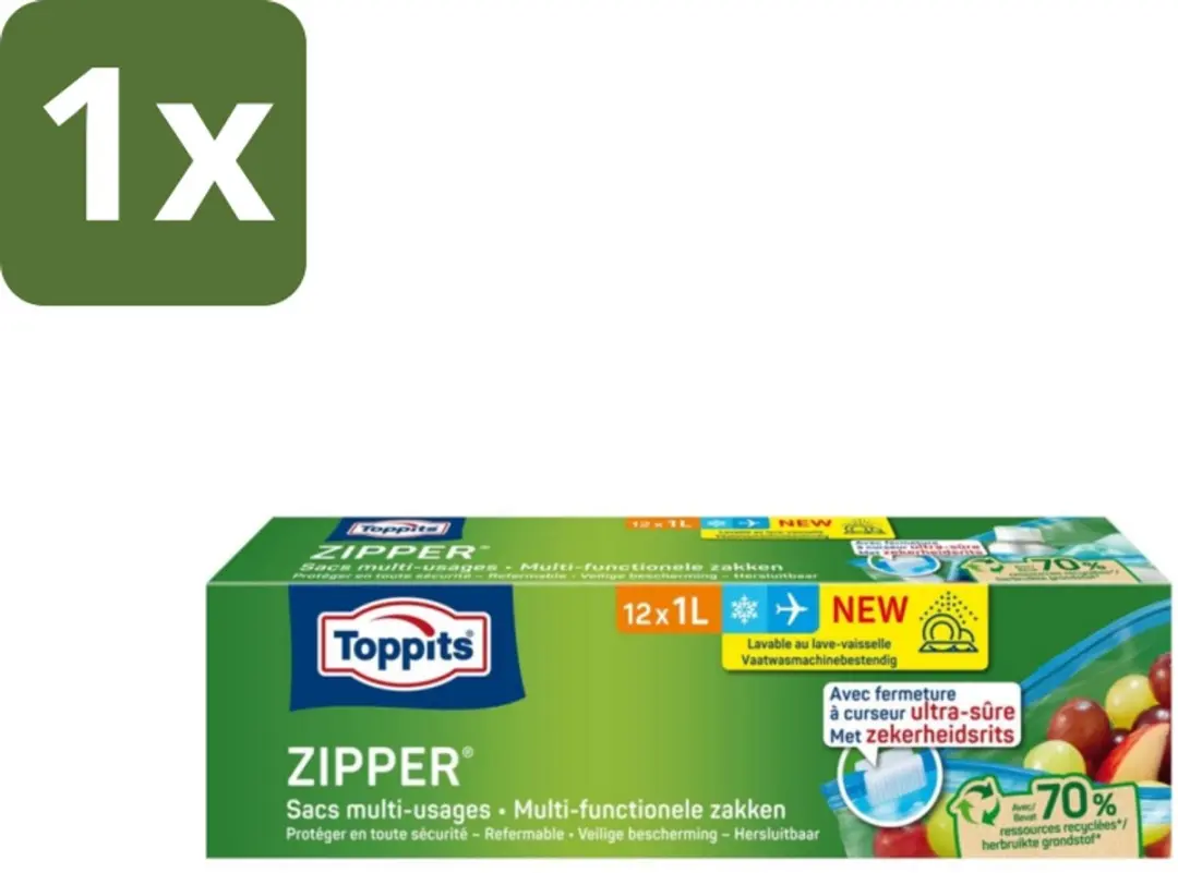 Toppits Zipper Multifunctionele Zakken 1L