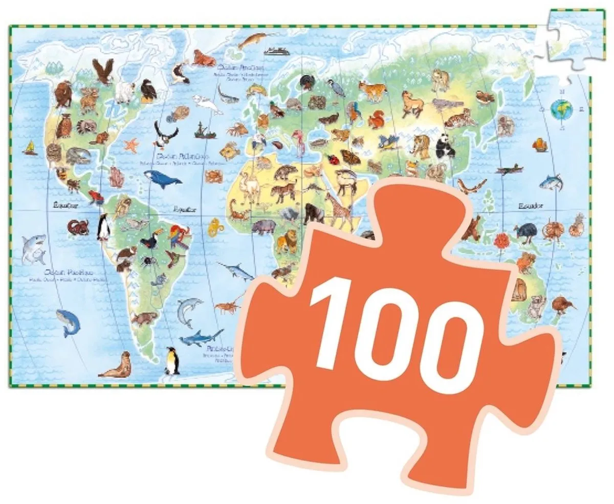 Djeco De Dierenwereld Puzzel 100 Stuks - Multicolor