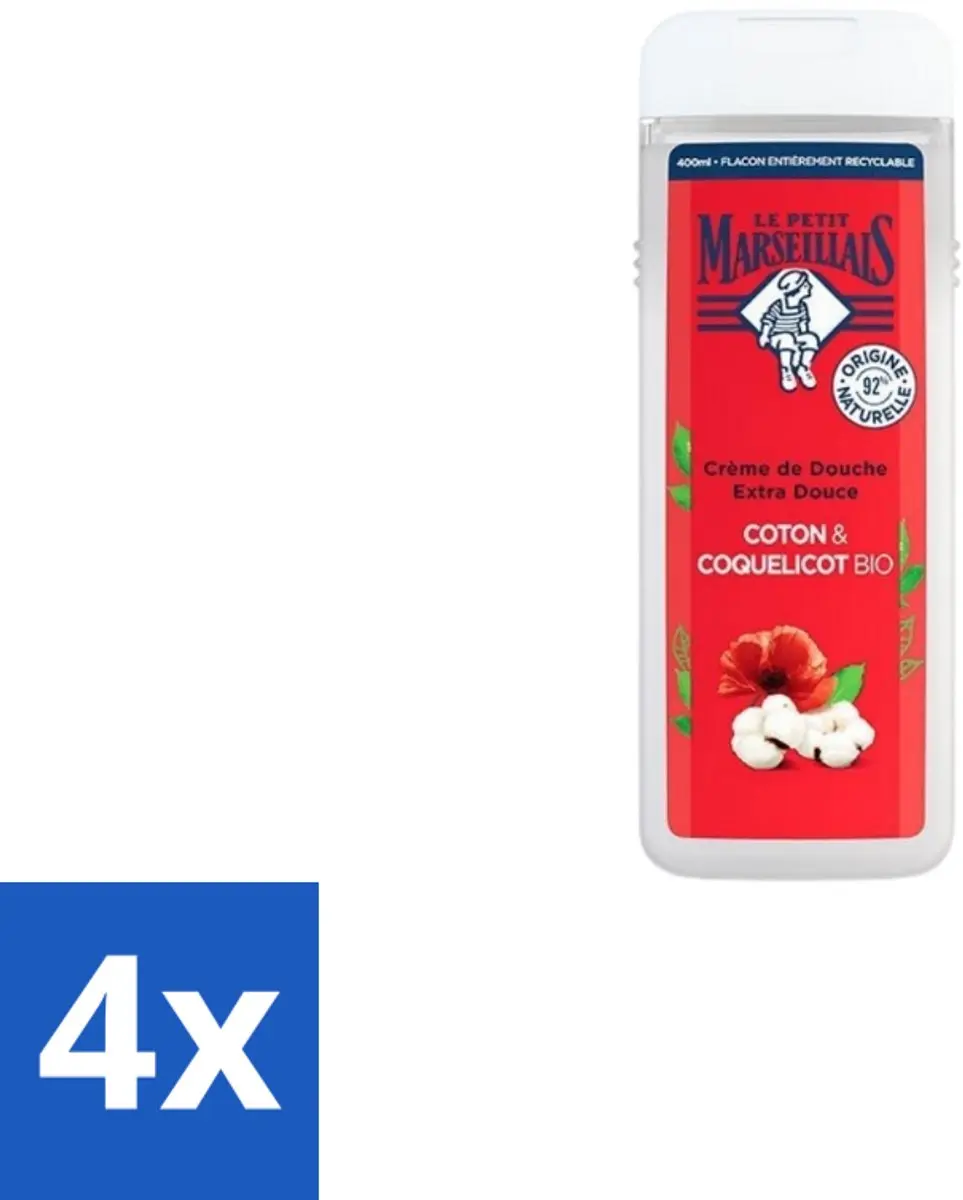 Le Petit Marseillais Douchegel Bio Katoenmelk & Papaver 400ml
