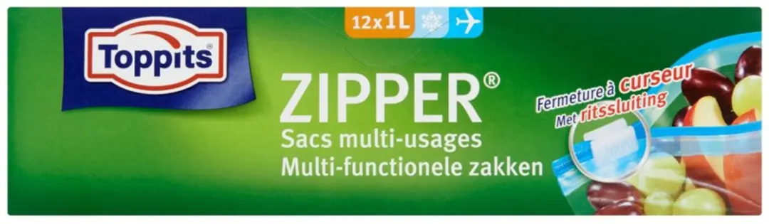Toppits Zipper Multifunctionele Zakken 1L - 20 Stuks
