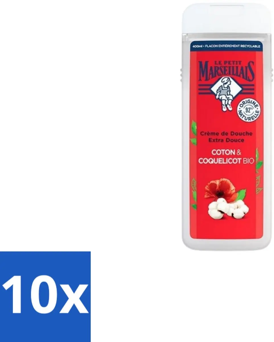 Le Petit Marseillais Douchegel Bio Katoenmelk & Papaver 400ml