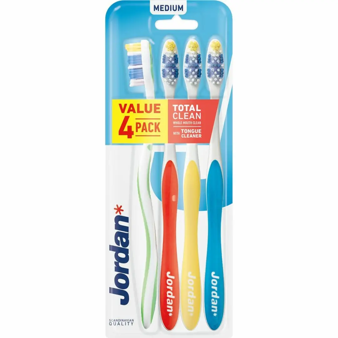 Jordan Tandenborstel Total Clean Medium - 3 Stuks - Multicolor