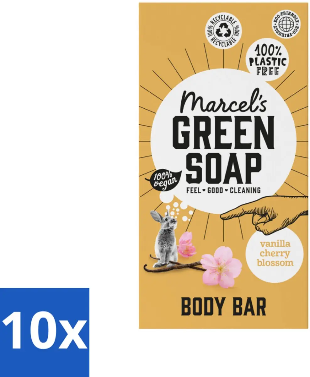 Marcel's Green Soap Body Bar Vanilla & Cherry Blossom