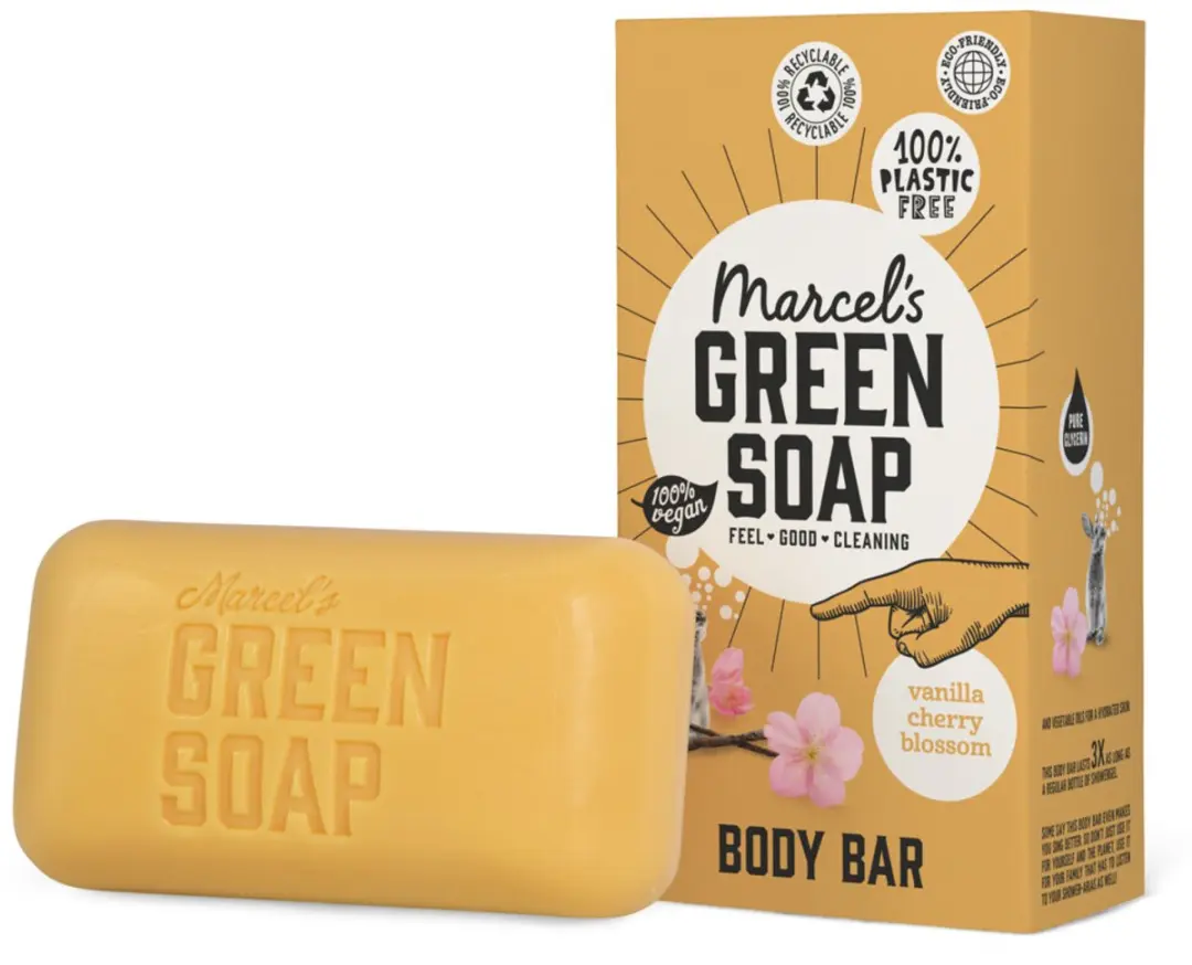 Marcel's Green Soap Body Bar Vanilla & Cherry Blossom - 150g - 10 Stuks