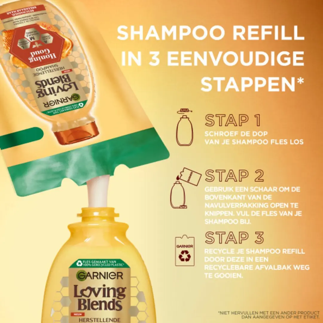 Garnier Loving Blends Honing Goud Shampoo Refill 250ml - 15 Stuks
