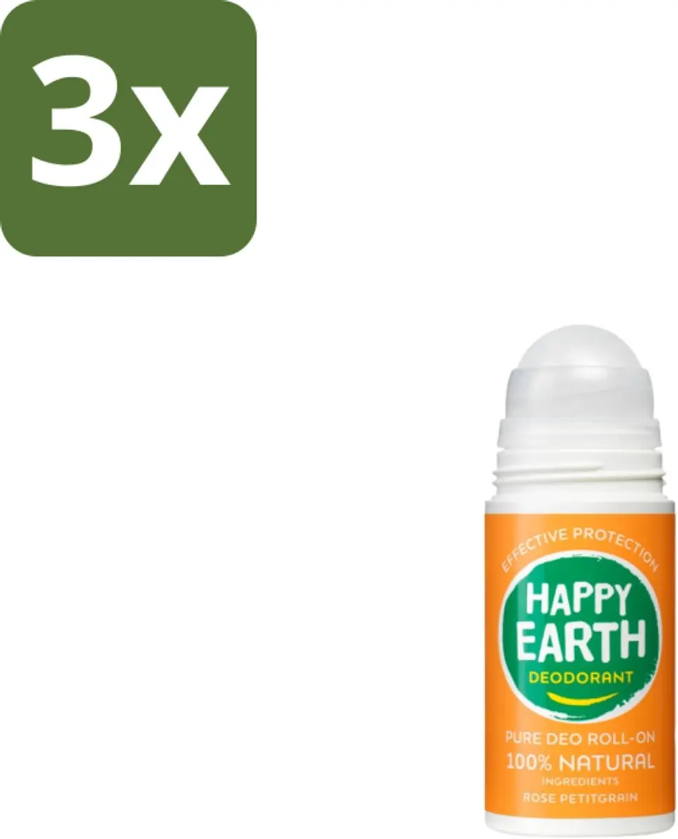 Happy Earth Deodorant Roll-On Rose Petitgrain 225ml