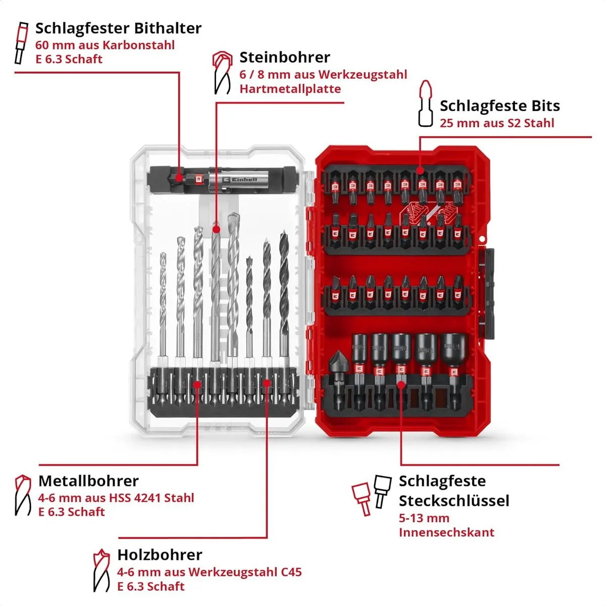Einhell 108759 Boor- en bitassortiment 39-delig - Metaal/Hout/Beton