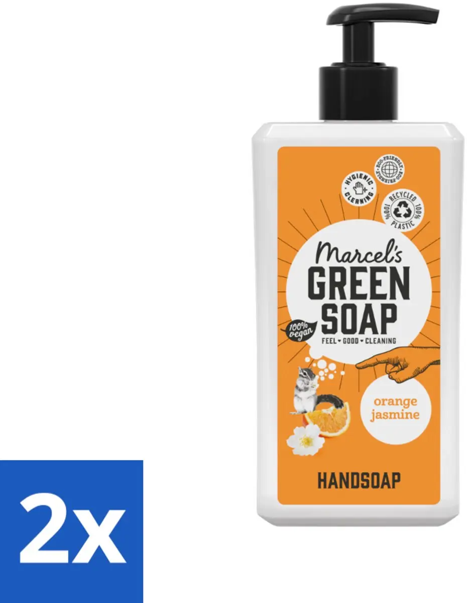 Marcel's Green Soap Handzeep Sinaasappel & Jasmijn 500ml - 2 Stuks