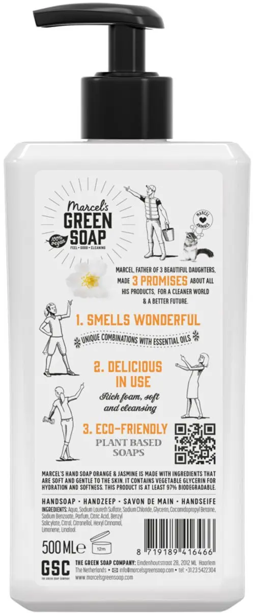 Marcel's Green Soap Handzeep Sinaasappel & Jasmijn 500ml - 2 Stuks
