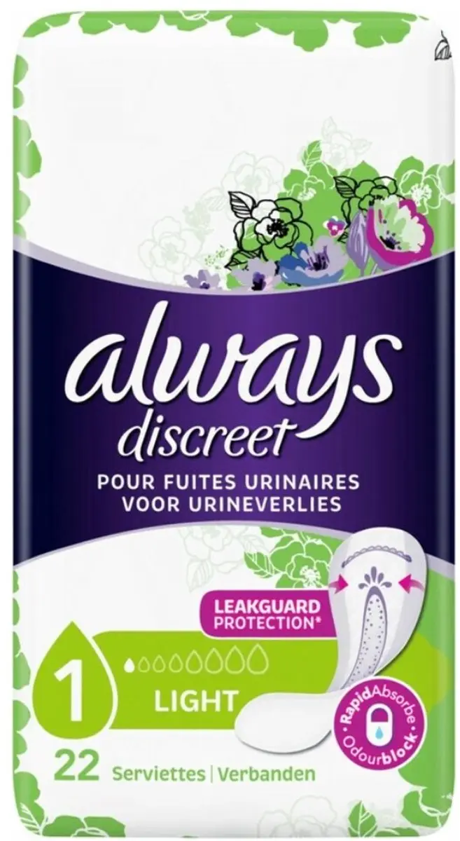 Always Discreet Maandverband Lichte Bescherming - 132 Stuks (6x22)