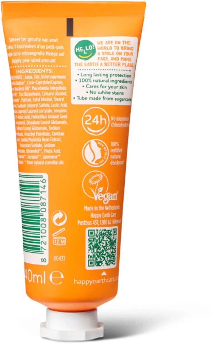 Happy Earth Deodorant Cream Rose Petitgrain 40ml - 200ml (5x40ml)