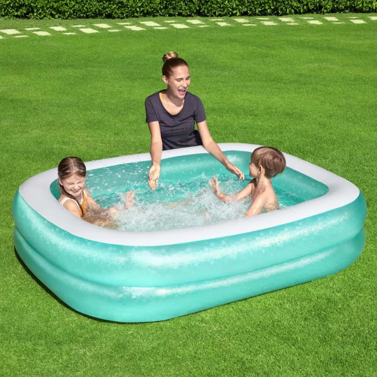 Bestway Vierkant Opblaasbaar Zwembad 201x150x51cm - 450L - Groen
