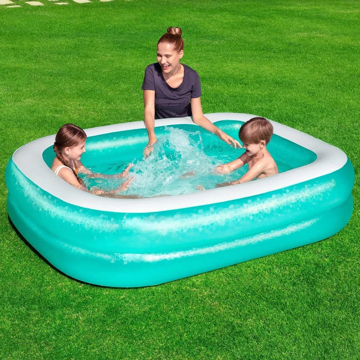 Bestway Vierkant Opblaasbaar Zwembad 201x150x51cm - 450L - Groen