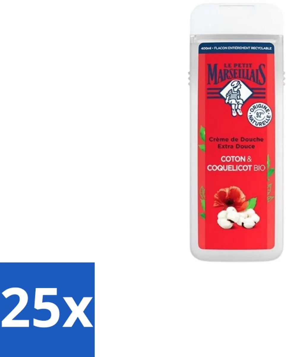Le Petit Marseillais Douchegel Bio Katoenmelk & Papaver 400ml