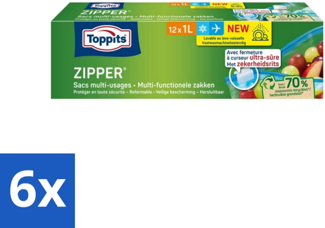 Toppits Zipper Multifunctionele Zakken 1L