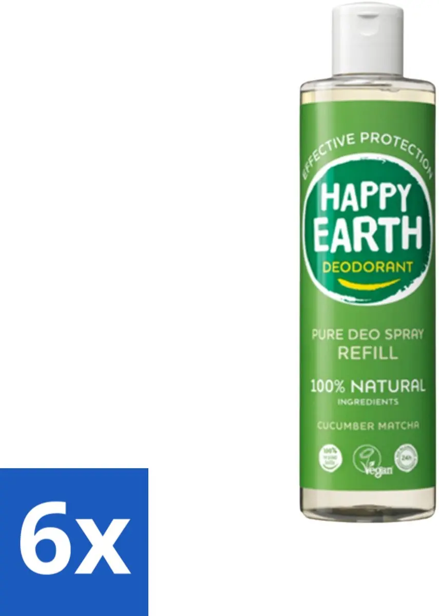 Happy Earth Deodorant Spray Navulling Cucumber Matcha 300ml
