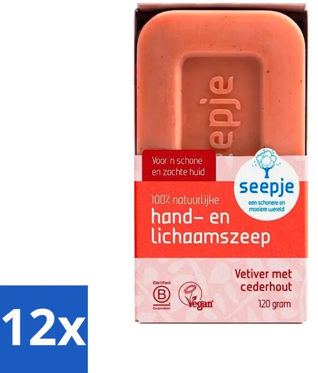 Seepje Vetiver met Cederhout Handzeep 120g - 12 Stuks