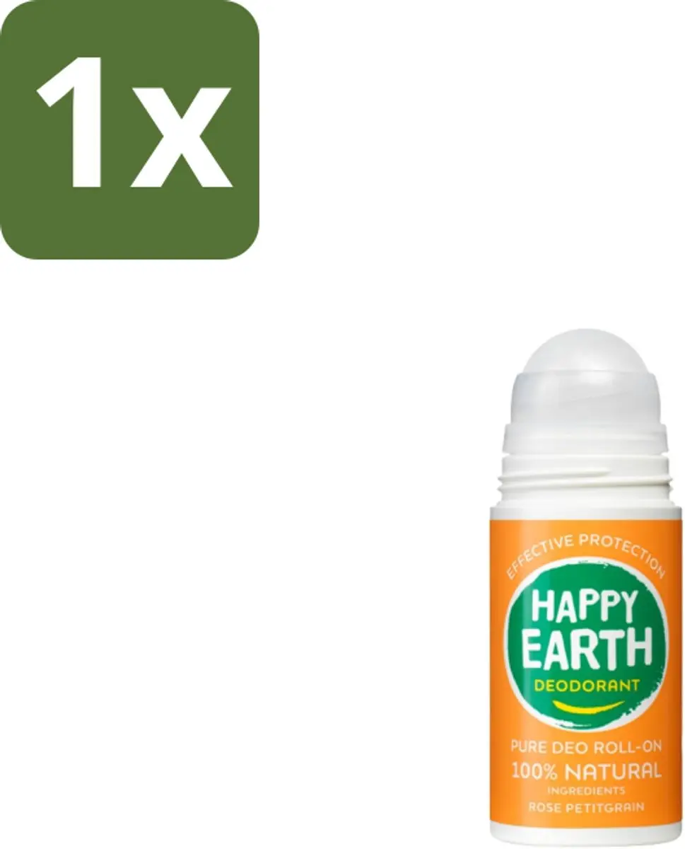 Happy Earth Deodorant Roll-On Rose Petitgrain 75ml