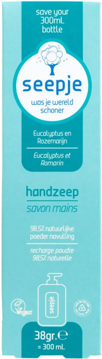 Seepje Handzeep Navulverpakking 34g - Eucalyptus & Rozemarijn