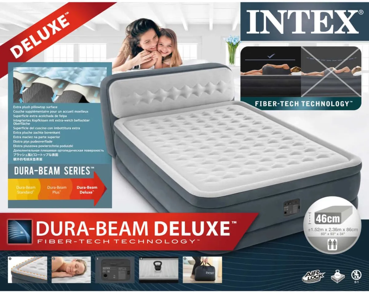 Intex Dura-Beam Deluxe Ultra Plush Luchtbed Queen 86cm - Grijs