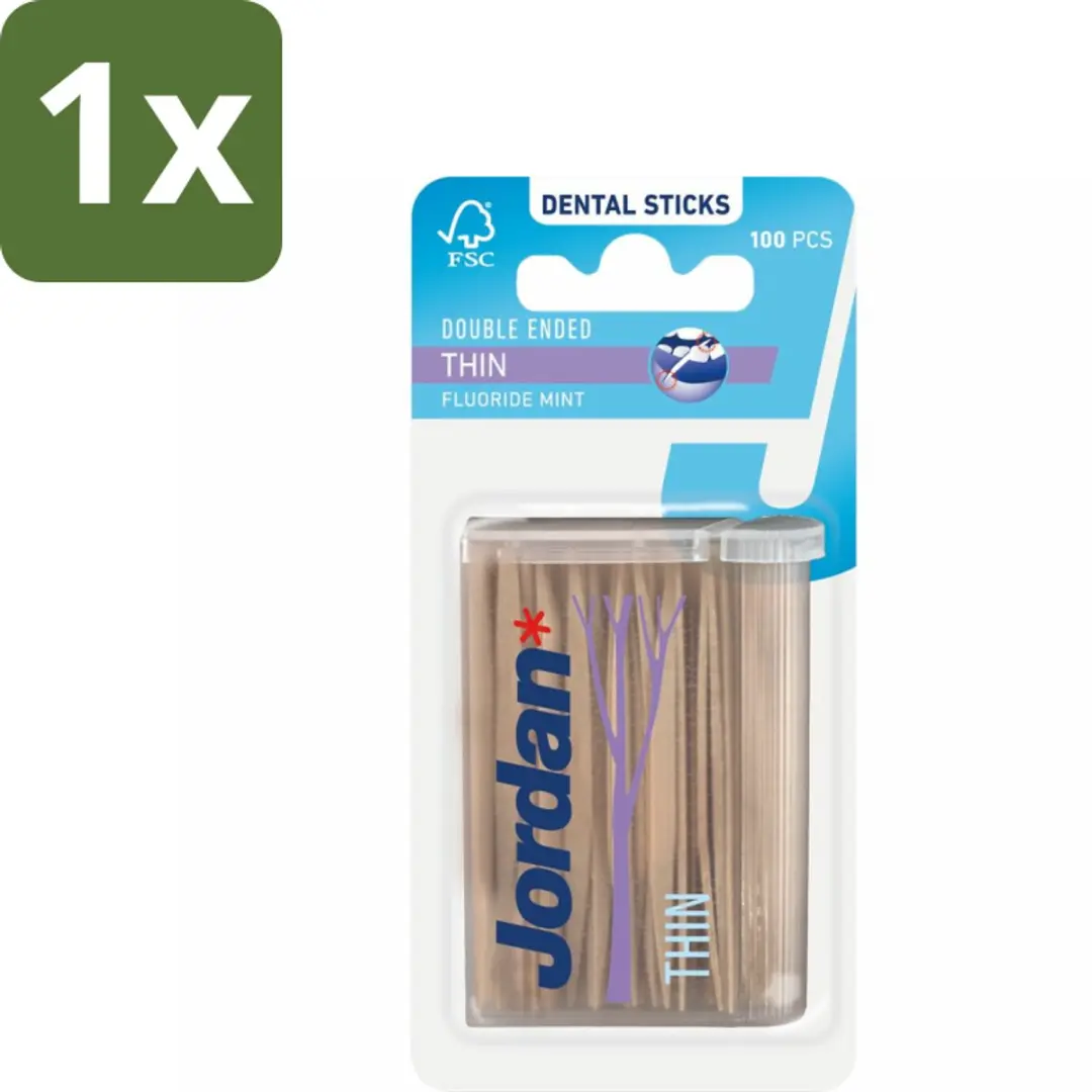 Jordan Tandenstokers Double Ended Thin 100 Stuks