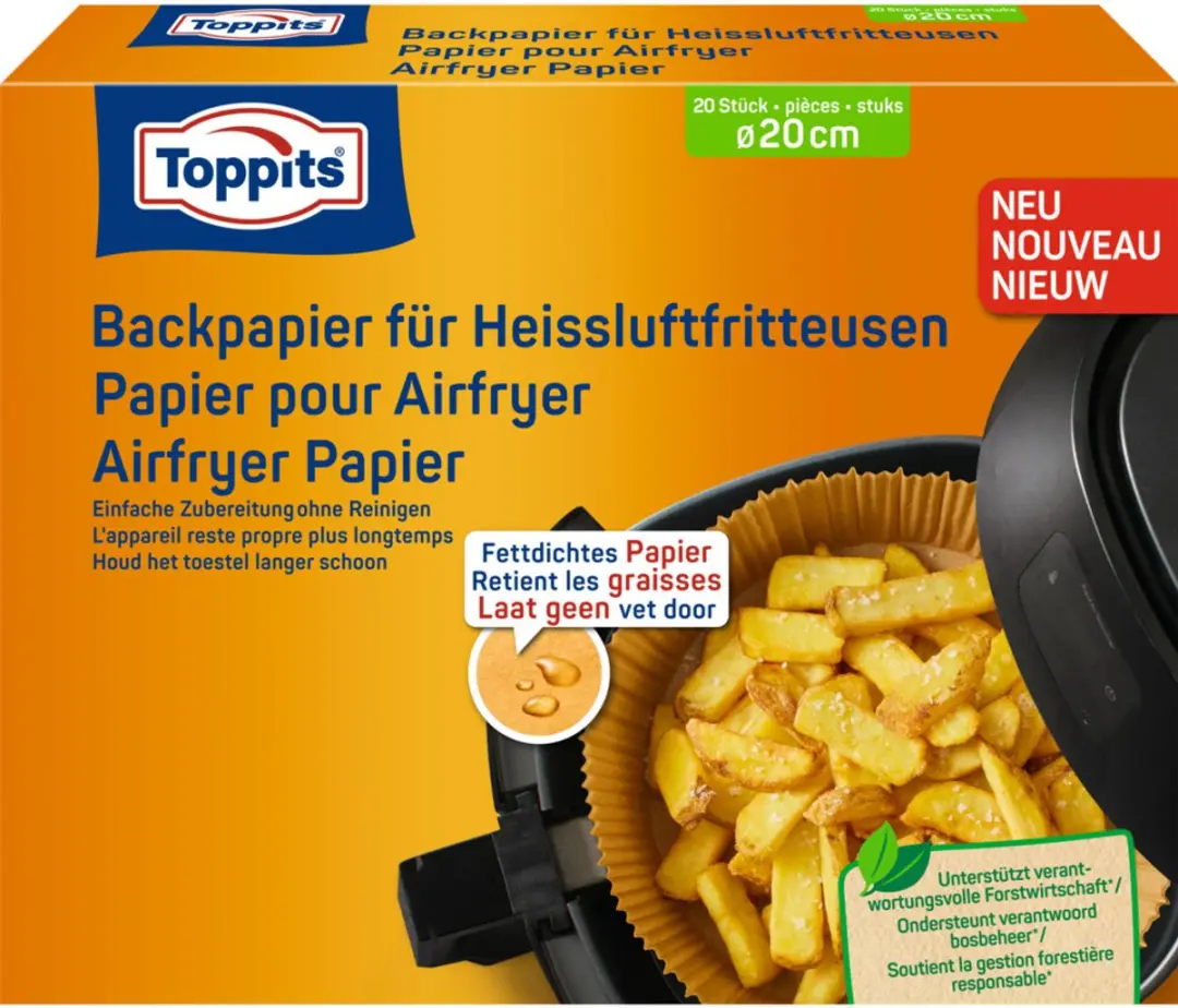 Toppits Airfryer Papier 20cm - 140 Zakjes (7x20)