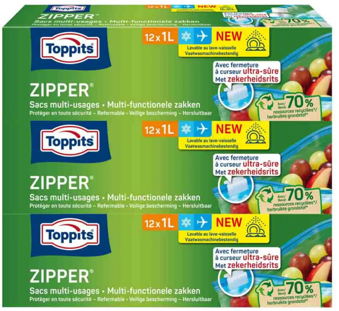 Toppits Zipper Multifunctionele Zakken 1L