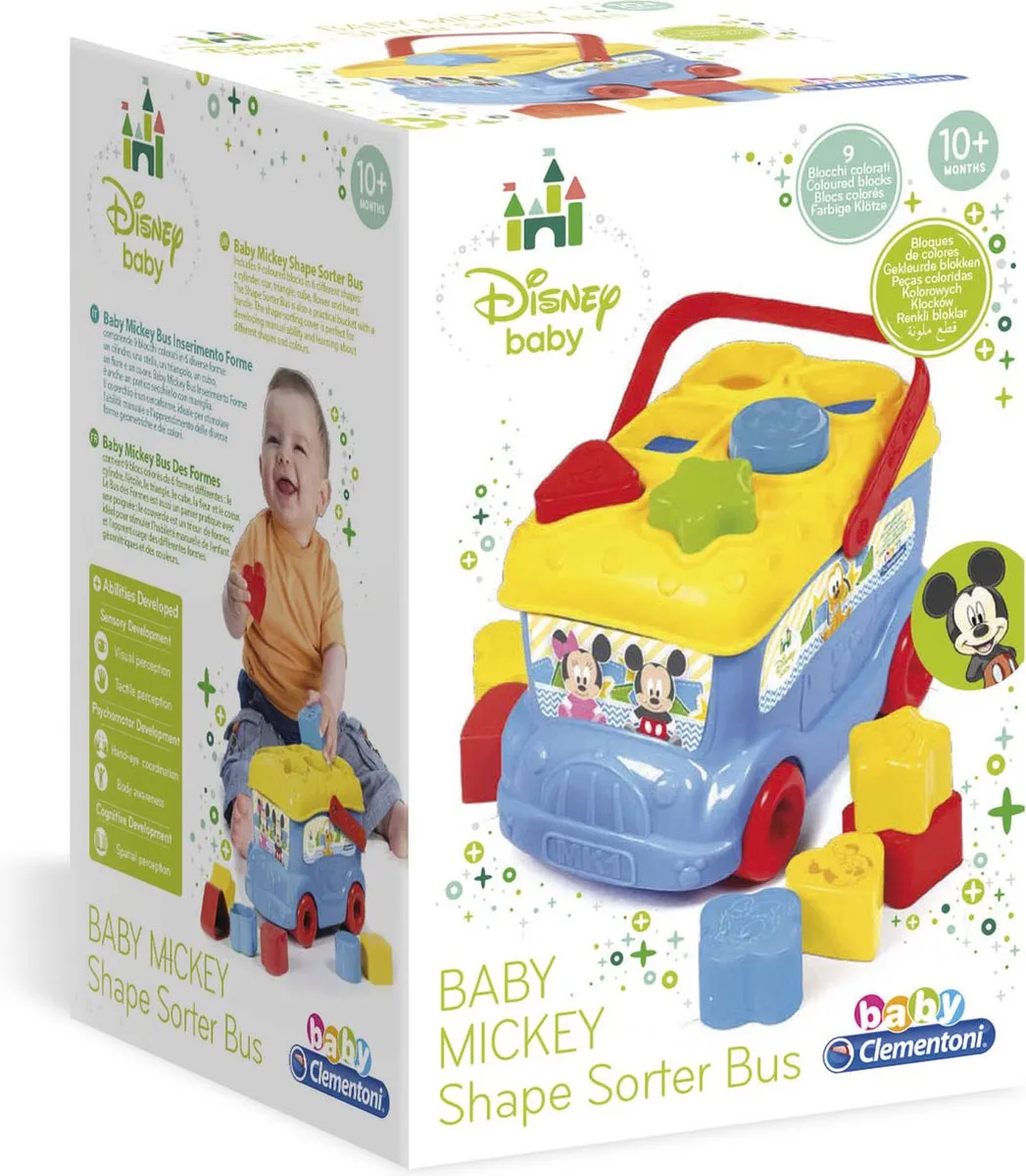 Clementoni Mickey Mouse Vormenbus Blokkendoos - 10+ Maanden - Multicolor