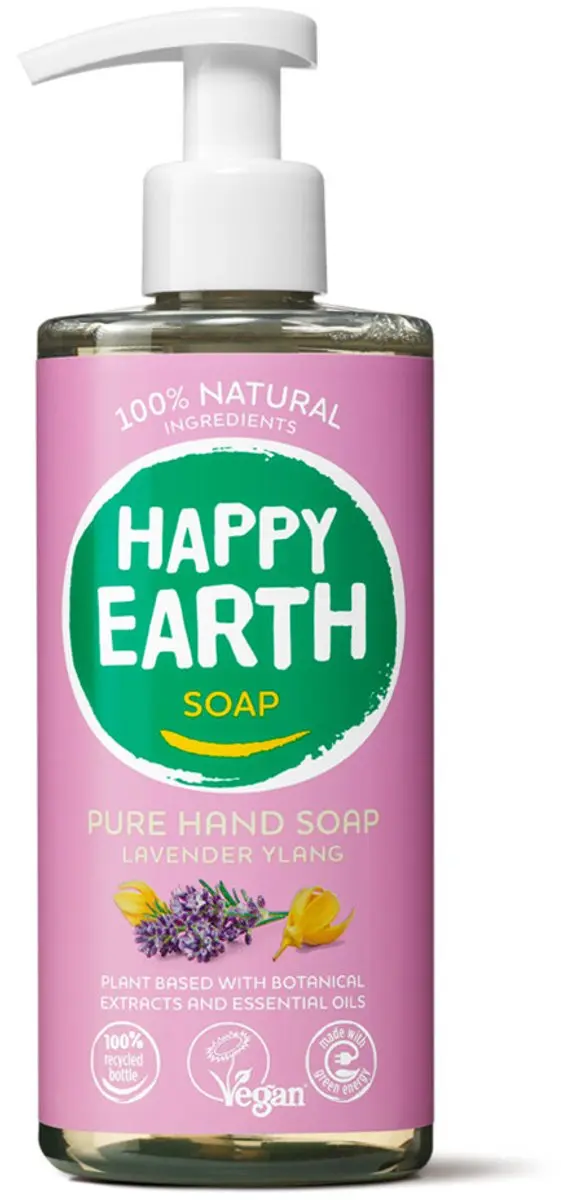 Happy Earth Handzeep Lavender Ylang 300ml - 6 Stuks