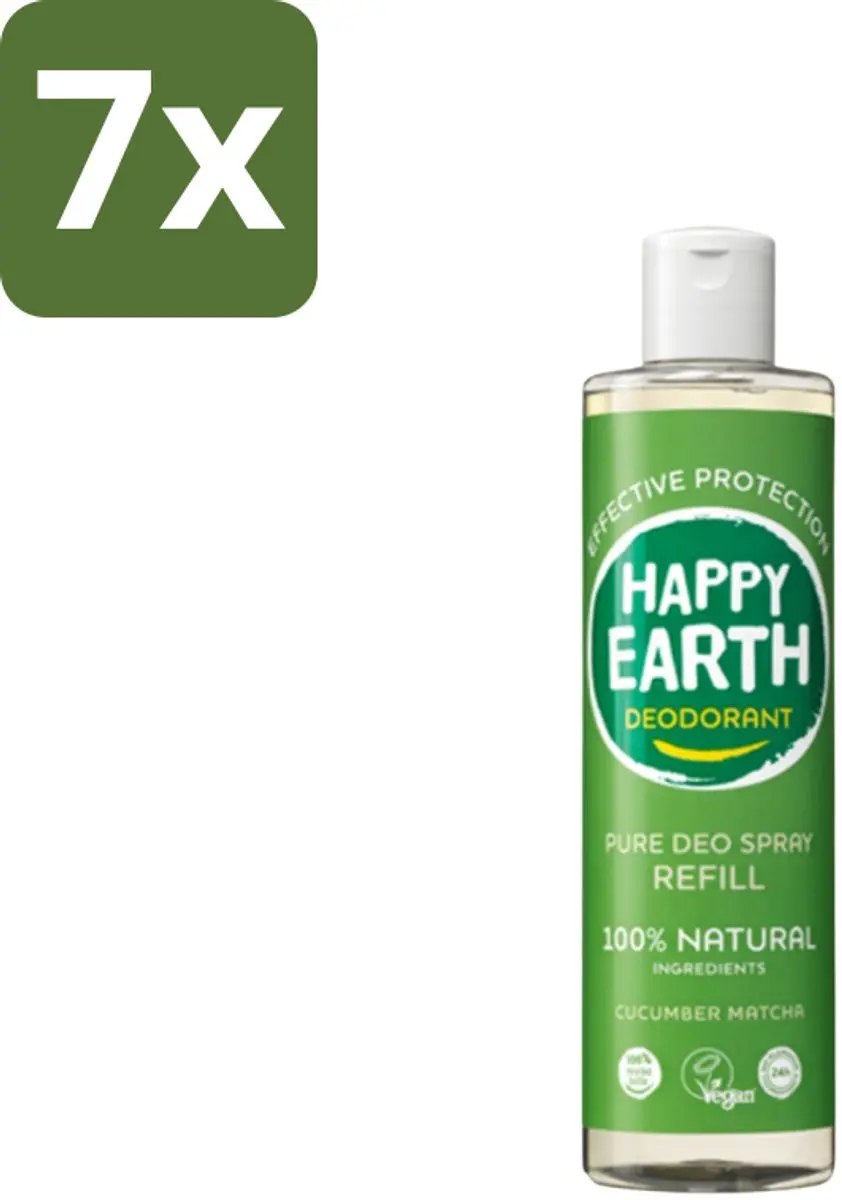 Happy Earth Deodorant Spray Navulling Cucumber Matcha 300ml