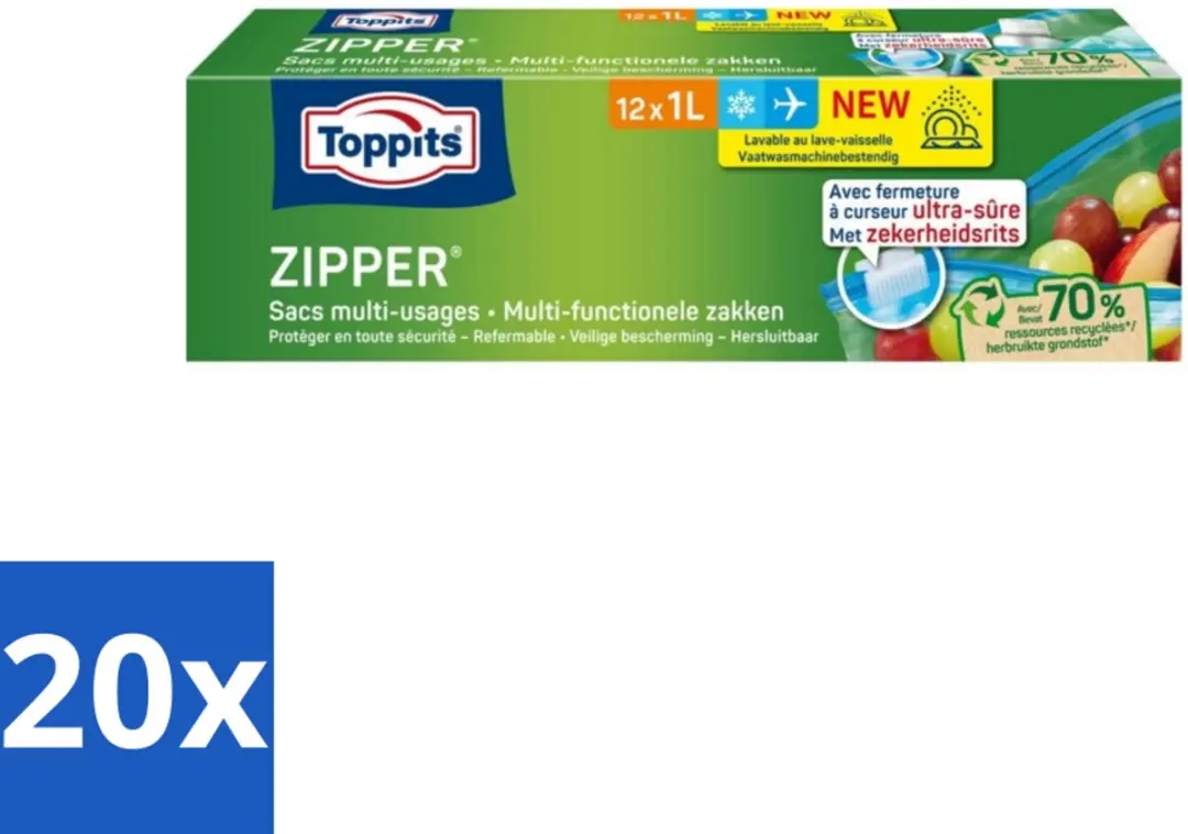 Toppits Zipper Multifunctionele Zakken 1L