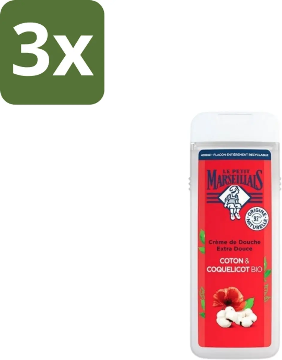 Le Petit Marseillais Douchegel Bio Katoenmelk & Papaver 400ml