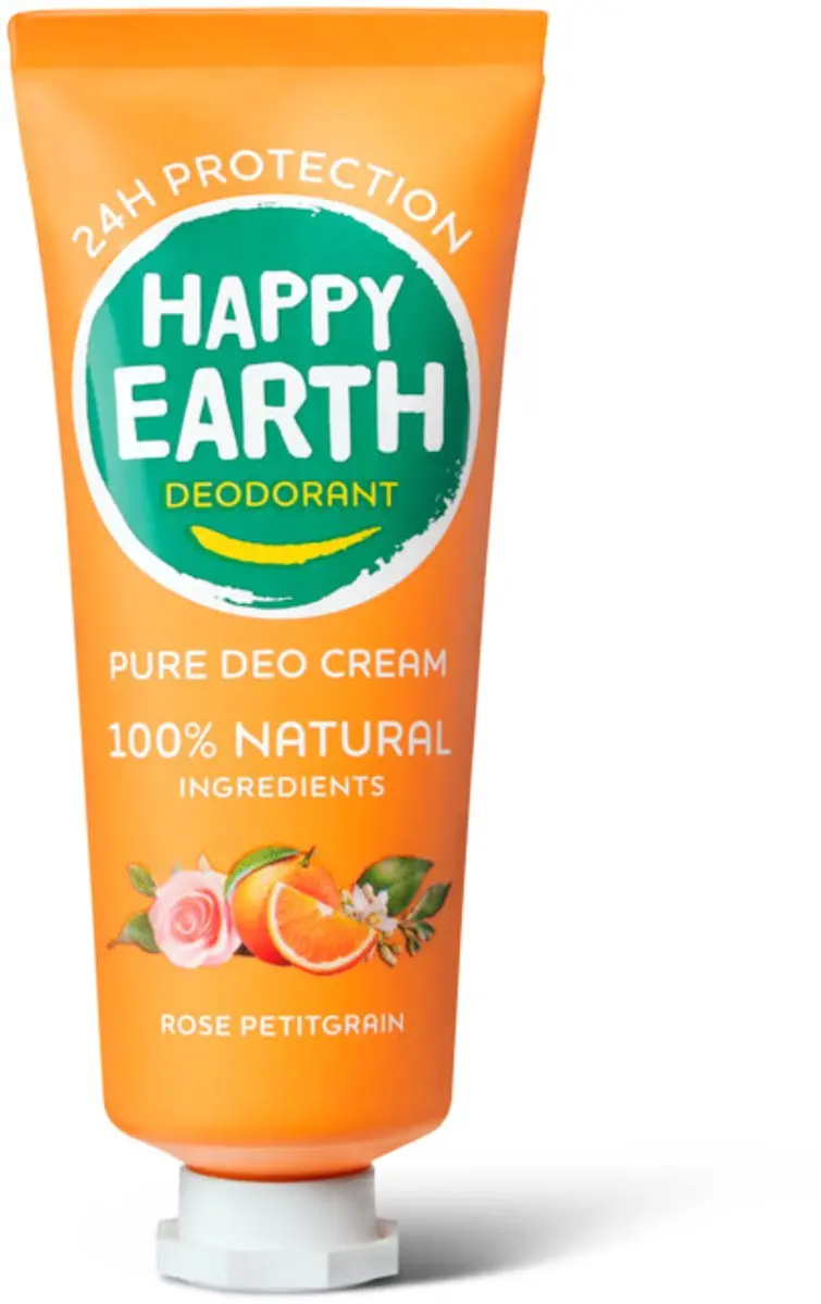 Happy Earth Deodorant Crème Rose Petitgrain 280ml - 7 Stuks