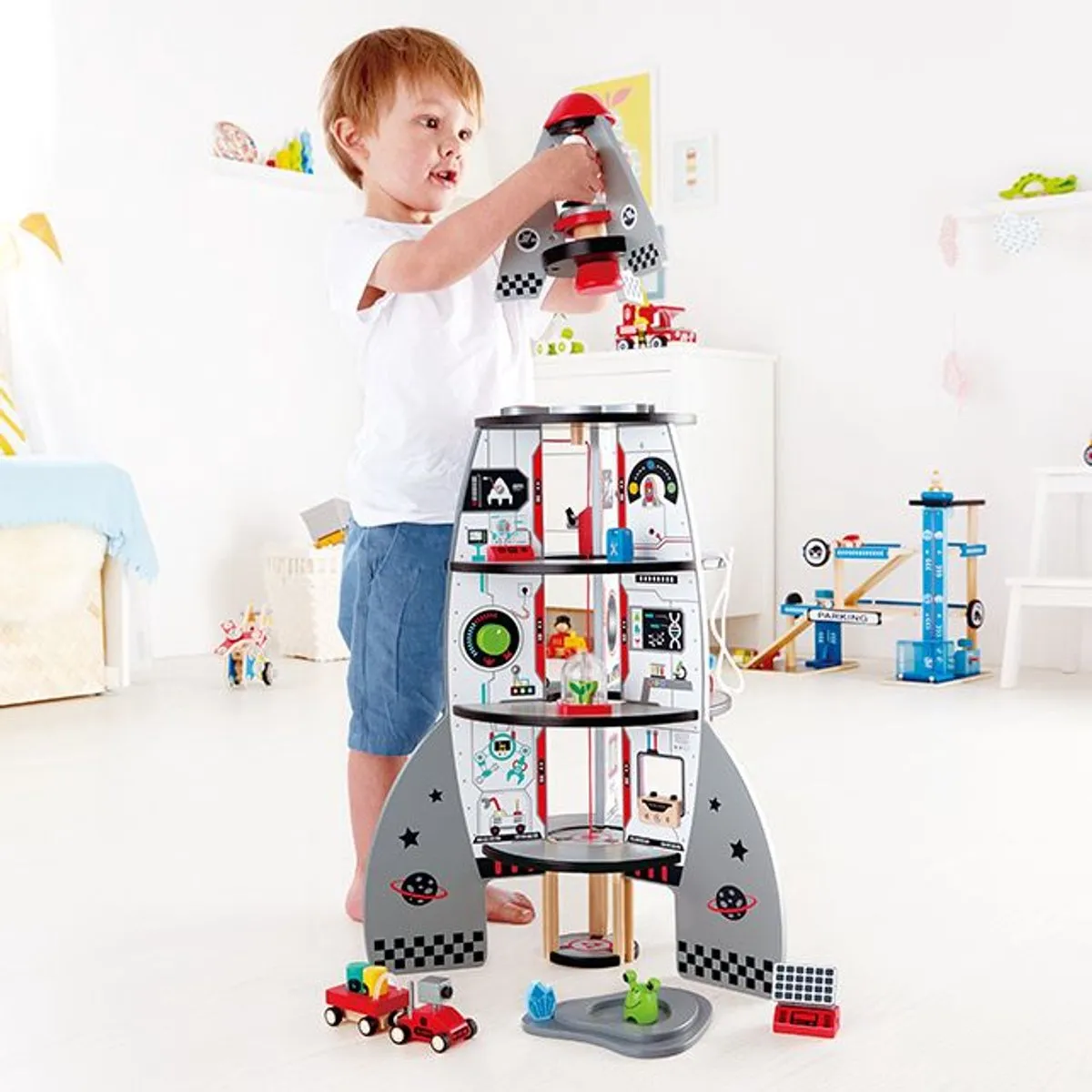 Hape Raket Ruimteschip - 4 Etages - Veelkleurig