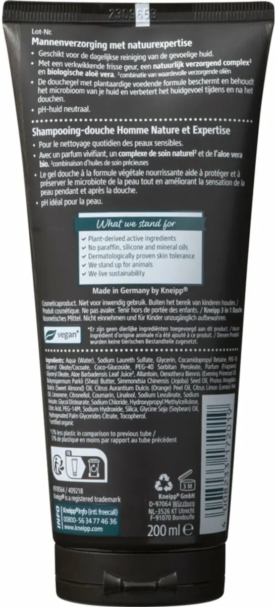 Kneipp Men Fresh & Sensitive Shampoo & Douche 200ml - 4 Stuks