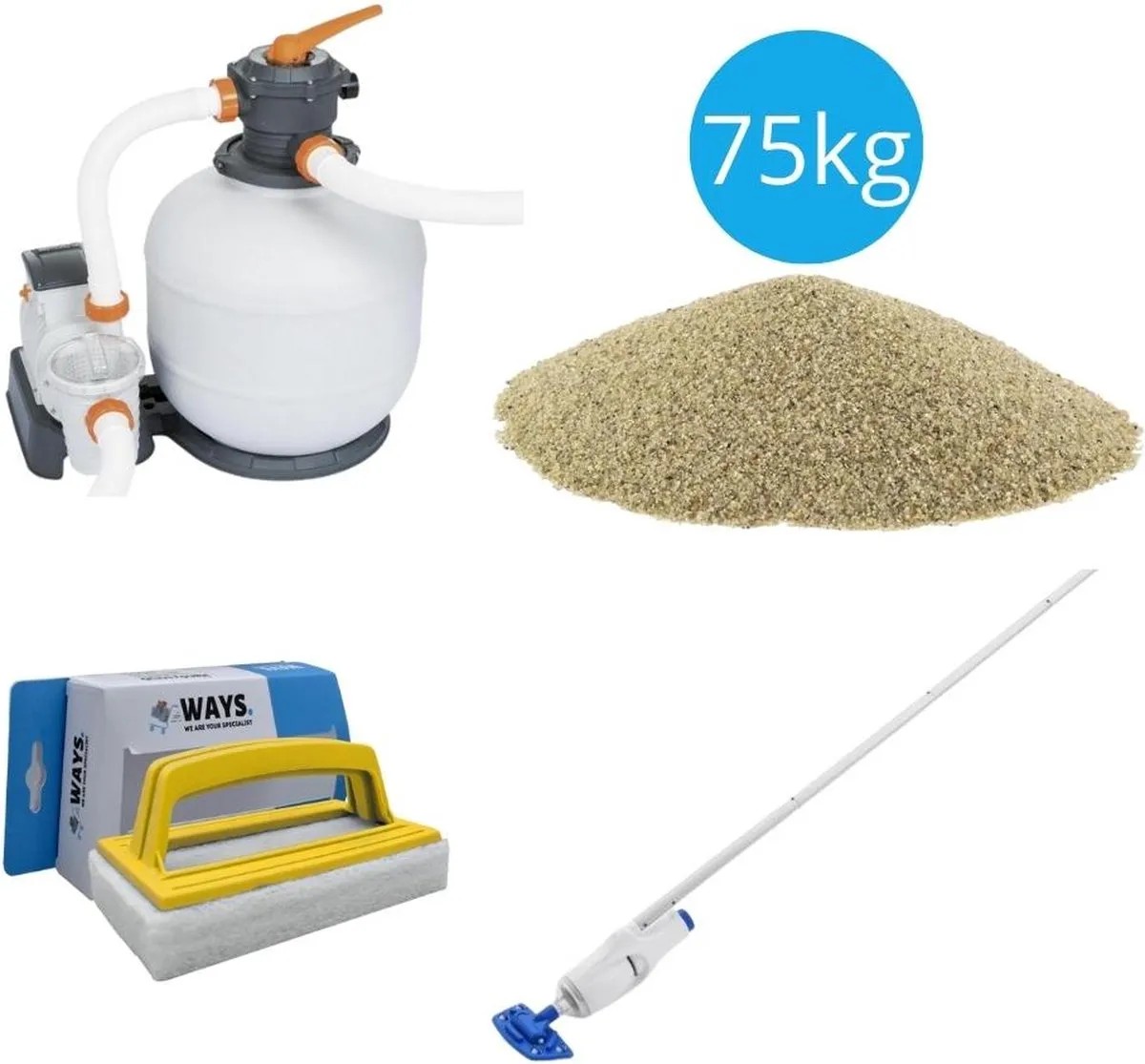 Bestway AquaReach 58499 Zwembadstofzuiger & Zandfilterpomp 3327L/u - 32mm