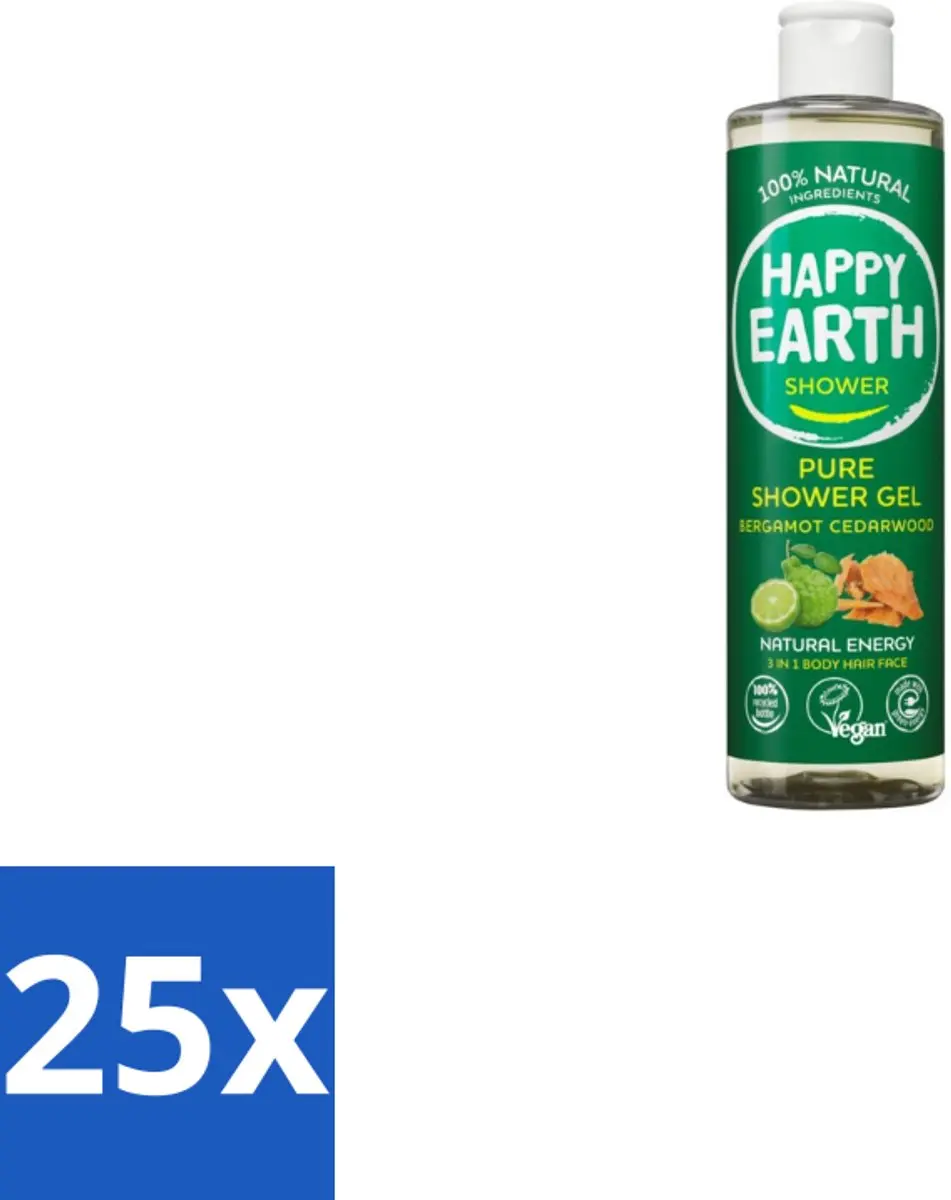 Happy Earth Douchegel Bergamot Cedarwood 300ml