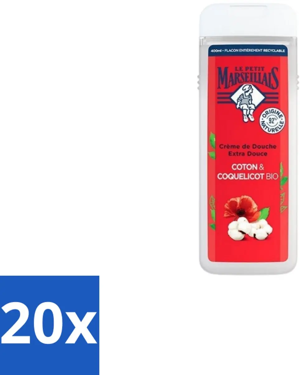 LE PETIT MARSEILLAIS Douchegel Bio Katoenmelk & Papaver 400ml