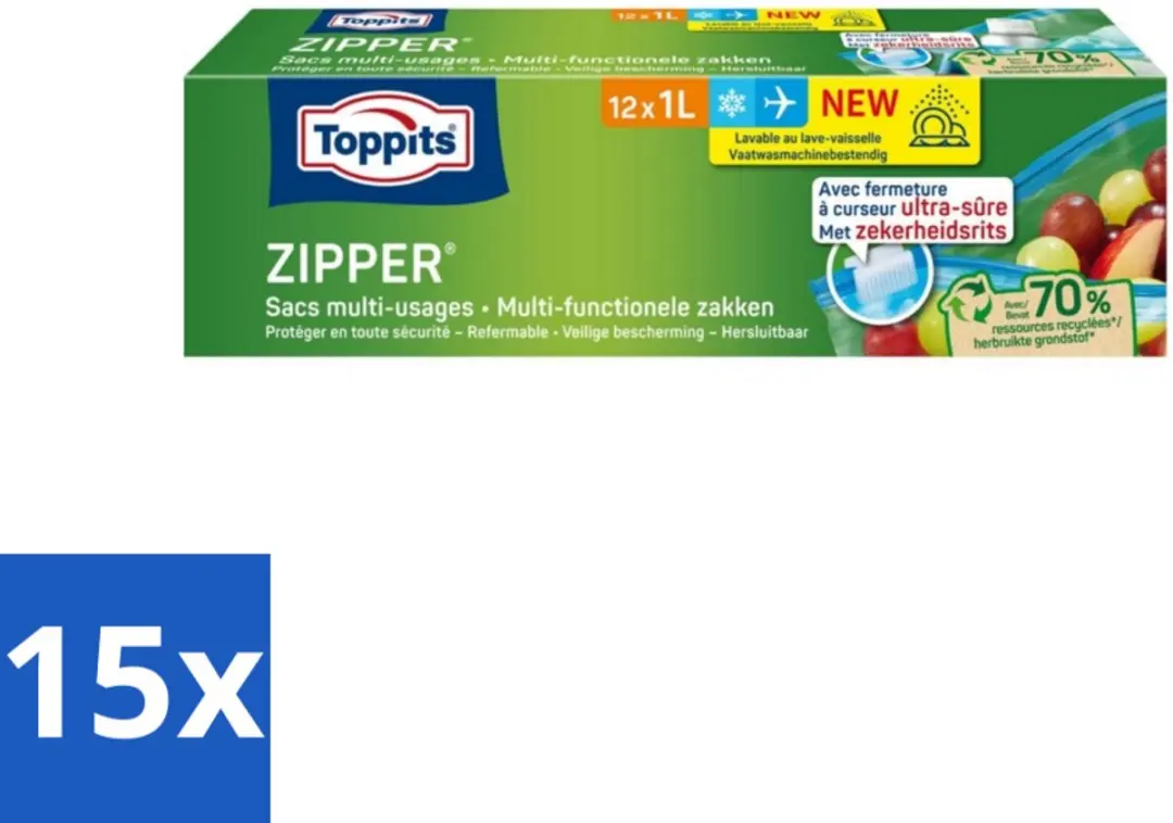 Toppits Zipper Multifunctionele Zakken 1L