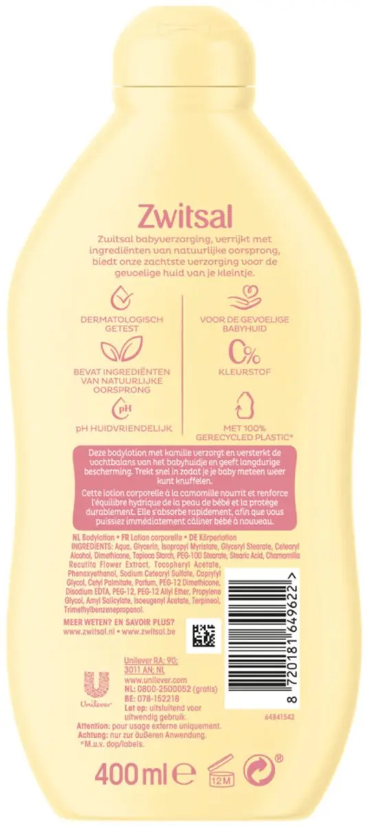 Zwitsal Bodylotion 400ml - Bulkverpakking 25 Stuks