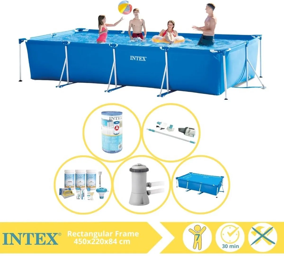 Intex 28273NP Opzetzwembad 450x220x84cm - Blauw/Wit
