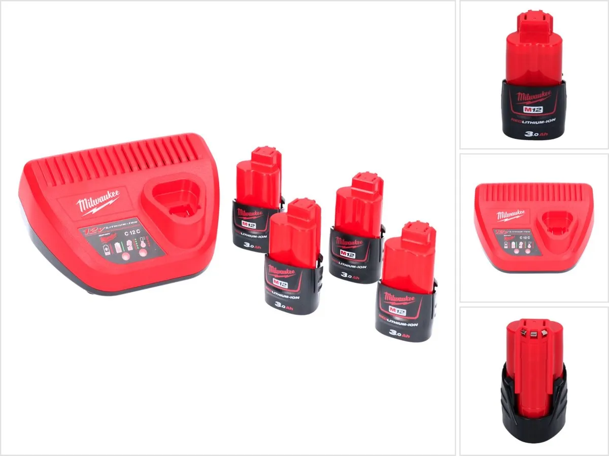 Milwaukee M12 NRG-304 Accu-Starterset 4x 3,0Ah Li-ion