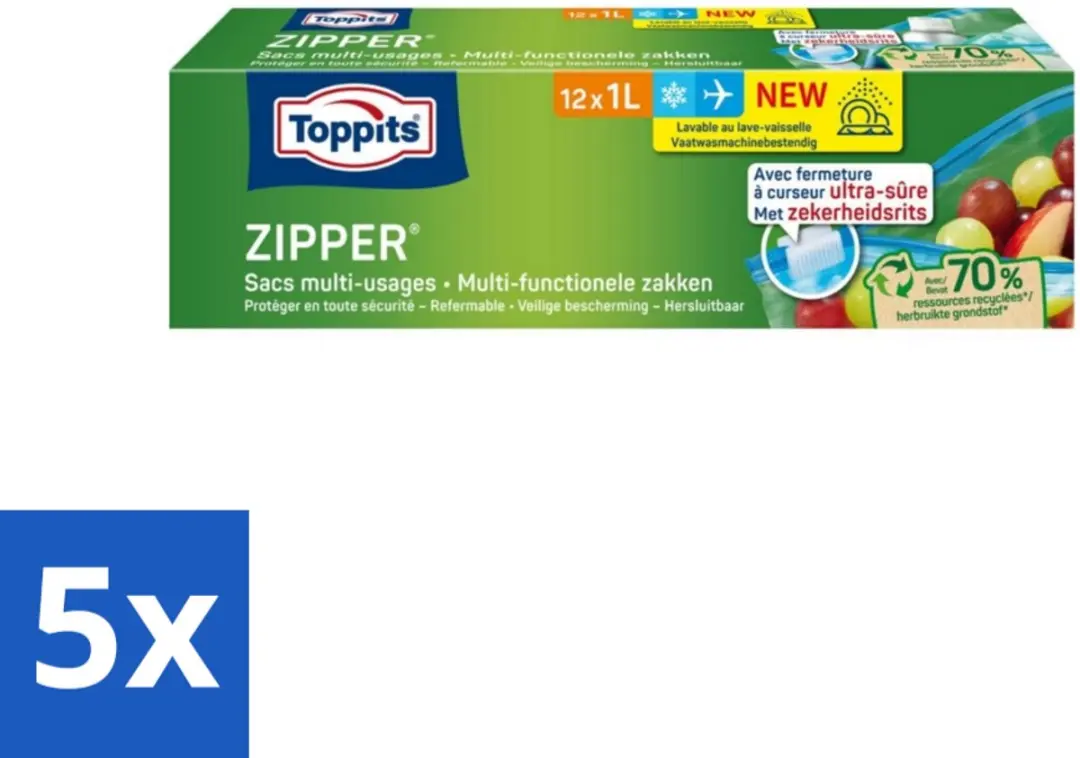 Toppits Zipper Multifunctionele Zakken 1L