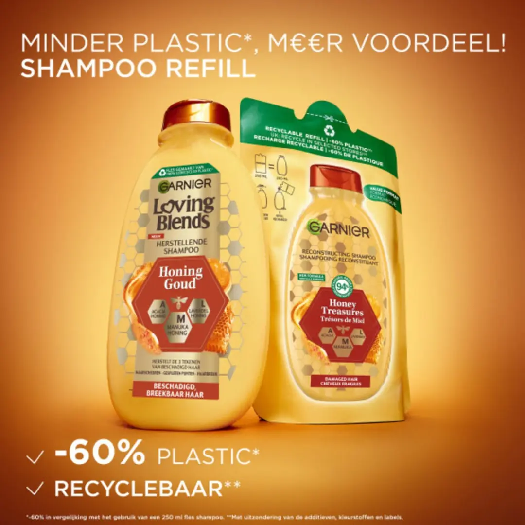 Garnier Loving Blends Shampoo Refill Honing Goud 250ml - 2 Stuks