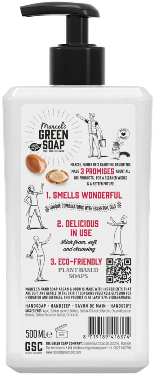 Marcel's Green Soap Handzeep Argan & Oudh 500ml - 6 Stuks