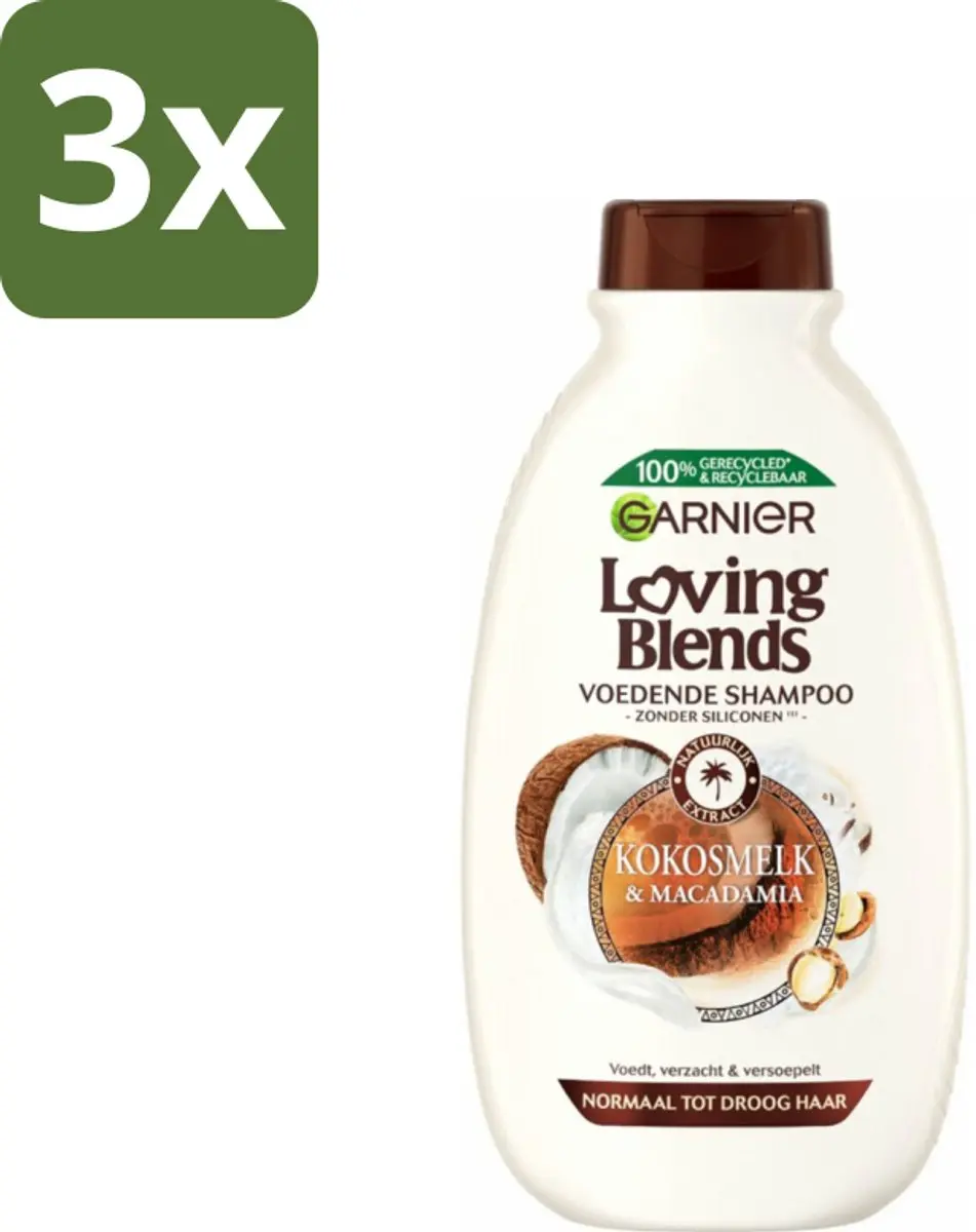Garnier Loving Blends Kokosmelk & Macadamia Shampoo 3x300ml