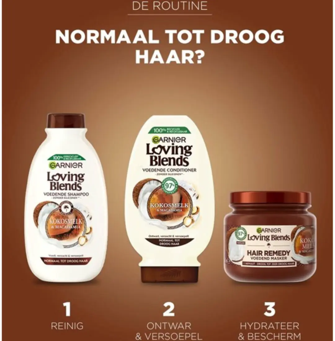 Garnier Loving Blends Kokosmelk & Macadamia Shampoo 3x300ml