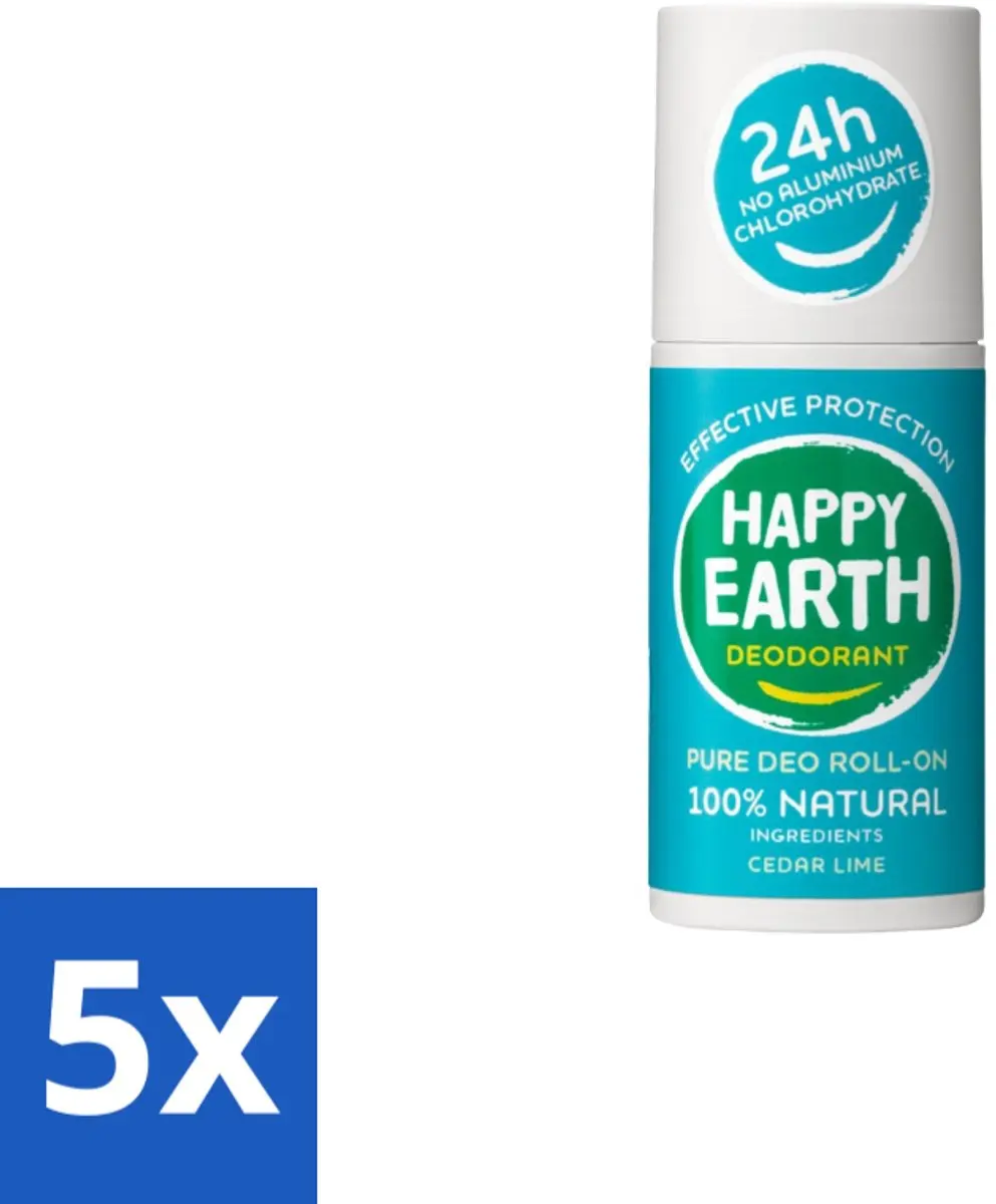 Happy Earth Deodorant Roll-On Cedar Lime 75ml